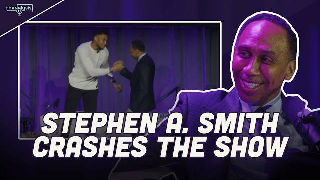 Stephen A. Smith Surprises Giannis Antetokounmpo On Thanalysis Live.
